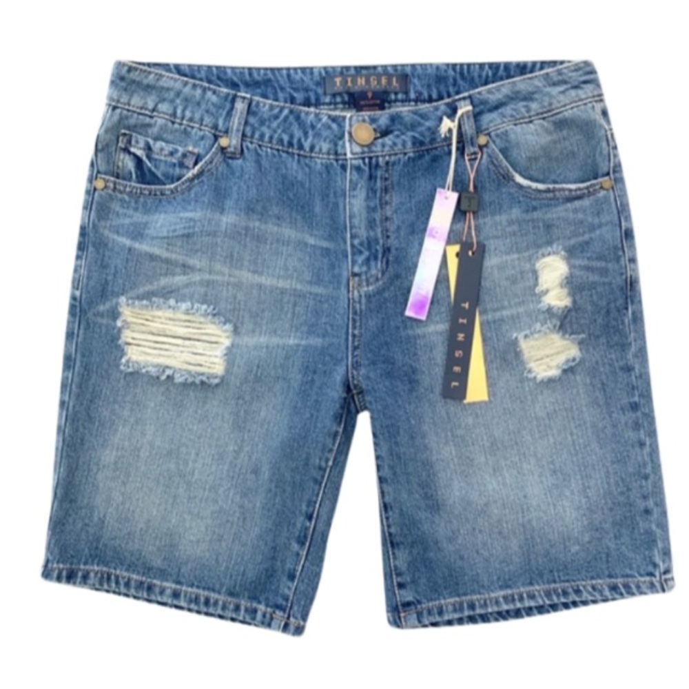NEW Tinsel Denim Boyfriend Distressed Shorts 9 NWT - Picture 7 of 7